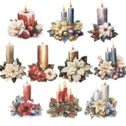 3-D Motive, Weihnachtskerzen, 6,5-9,5cm, 10 Motive