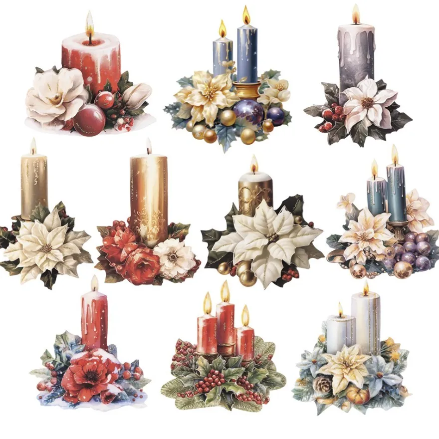 3-D Motive, Weihnachtskerzen, 6,5-9,5cm, 10 Motive
