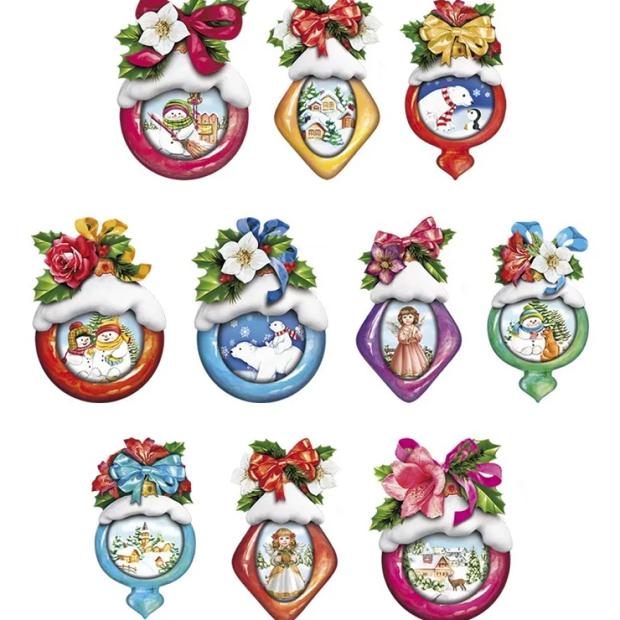 3-D Motive, Winterkugeln, 5,5-11cm, 10 Motive