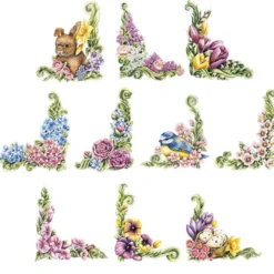 3-D Motive, Zauberhafte Frühlings-Ecken, 7-9,5cm, 10 Stück