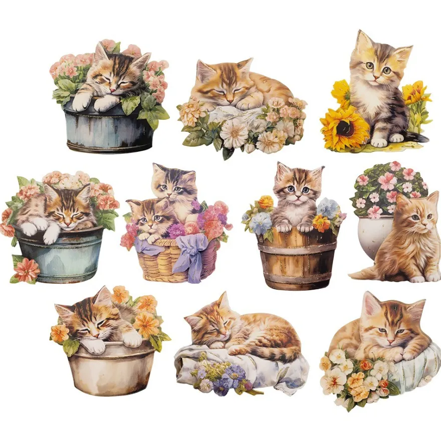 3-D Motive, Zauberhafte Katzen, 6,5-9cm, 10 Motive