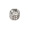 Doppel-Rondell mit Strass-Steinen, Ø0,8 cm, 10 Stück, silber