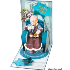 3-D Pop-Up Grußkarten "Sessel", inkl. 3-D Motive "Oma & Opa" und Umschläge, 40-teilig