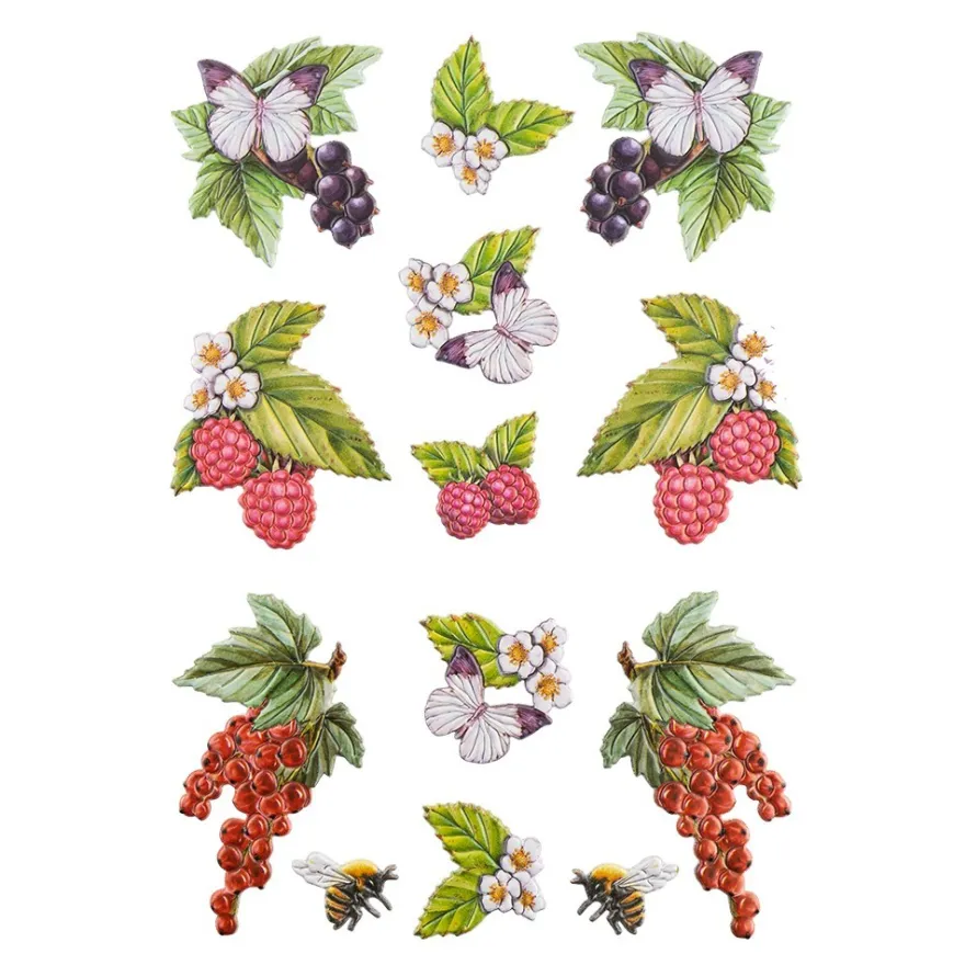3-D Relief-Sticker, Beerenvielfalt 1, verschiedene Größen, selbstklebend