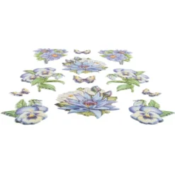 3-D Relief-Sticker, Blaue Blüten 1, verschiedene Größen, selbstklebend