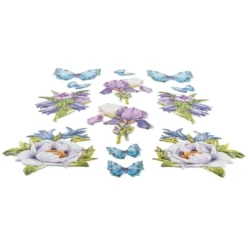 3-D Relief-Sticker, Blaue Blüten 2, verschiedene Größen, selbstklebend