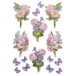 3-D Relief-Sticker, Blaue Blüten 5, verschiedene Größen, selbstklebend