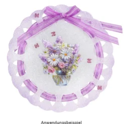3-D Relief-Sticker, Blumen in Glasvasen 4, Folienveredelung Hellgold, versch. Größen, selbstklebend