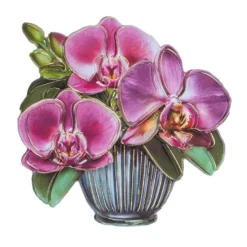 3-D Relief-Sticker, Blumen in Kannen 2, Folienveredelung Hellgold, versch. Größen, selbstklebend
