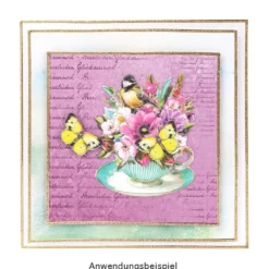3-D Relief-Sticker, Blumen in Tassen 1, verschiedene Größen, selbstklebend