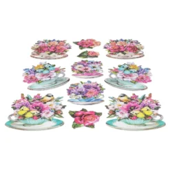 3-D Relief-Sticker, Blumen in Tassen 1, verschiedene Größen, selbstklebend
