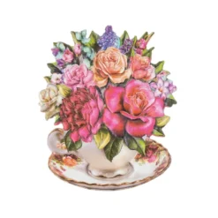 3-D Relief-Sticker, Blumen in Tassen 1, verschiedene Größen, selbstklebend