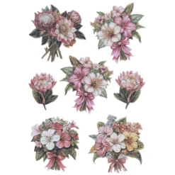 3-D Relief-Sticker, Blumensträuße 4, verschiedene Größen, selbstklebend
