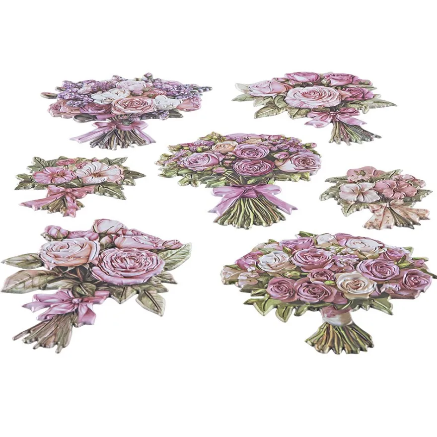 3-D Relief-Sticker, Blumensträuße 1, verschiedene Größen, selbstklebend