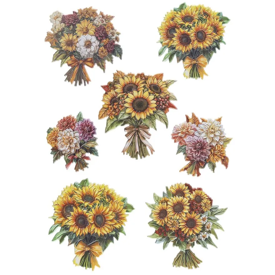 3-D Relief-Sticker, Blumensträuße 3, verschiedene Größen, selbstklebend