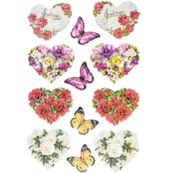 3-D Relief-Sticker, Blumen & Vasen 2, verschiedene Größen, selbstklebend