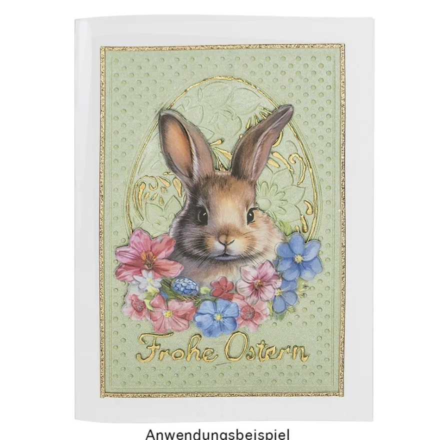 3-D Relief-Sticker, Ei mit Hasenpaar, verschiedene Größen, selbstklebend