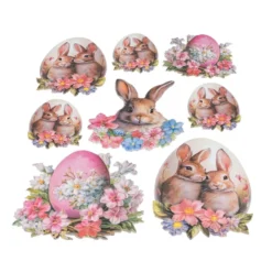 3-D Relief-Sticker, Ei mit Hasenpaar, verschiedene Größen, selbstklebend