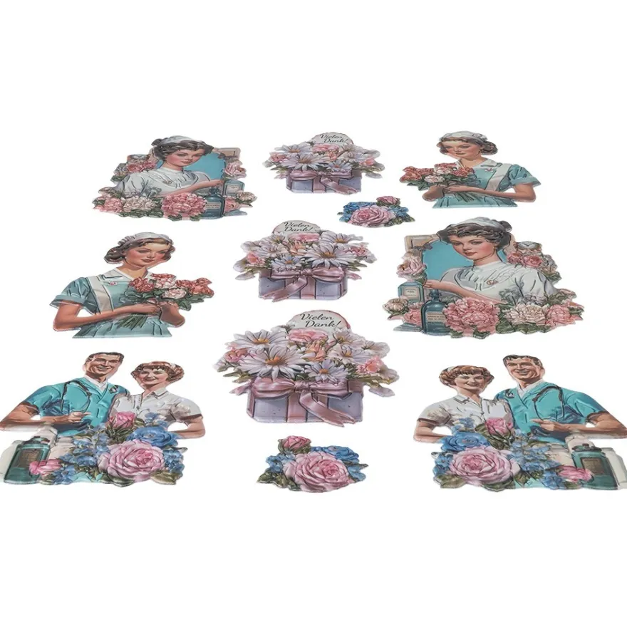 3-D Relief-Sticker, Ein Dank an die Pflege 1, verschiedene Größen, selbstklebend