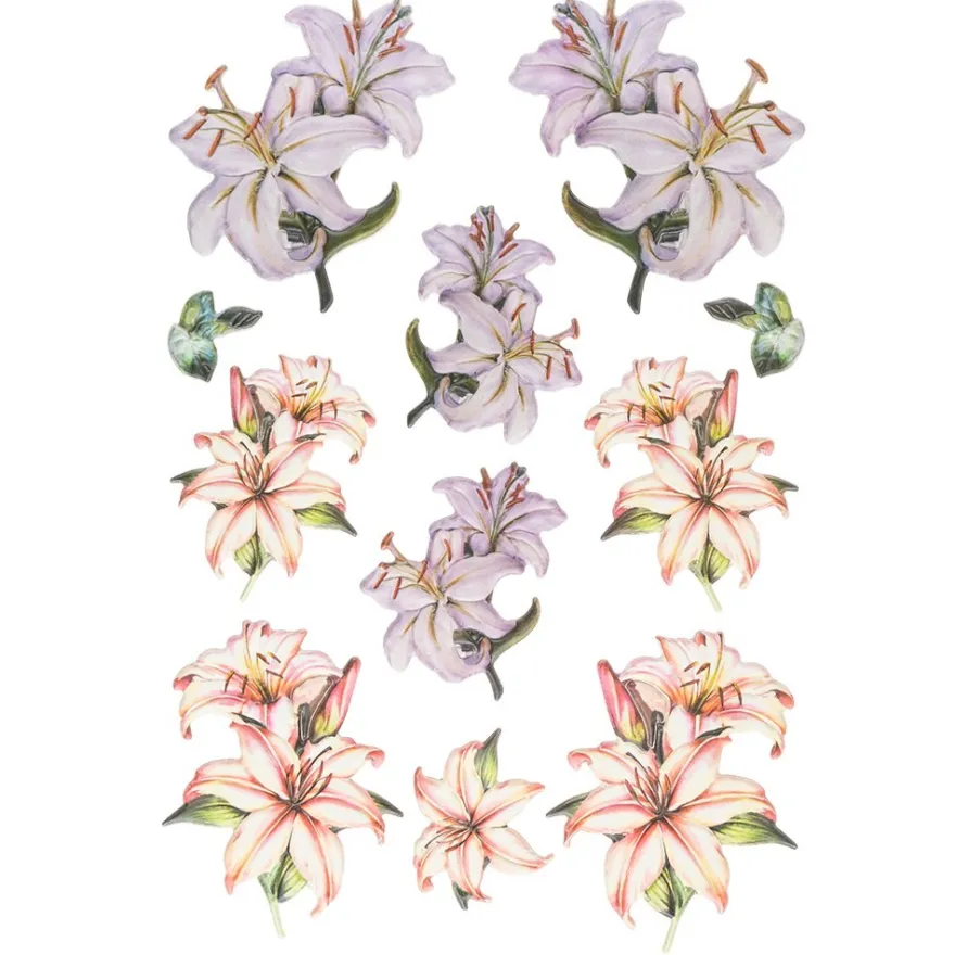 3-D Relief-Sticker, Elegante Lilien 2, 21cm x 30cm, verschiedene Größen, selbstklebend
