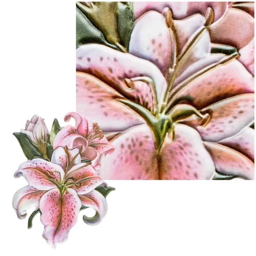 3-D Relief-Sticker, Elegante Lilien 3, 21cm x 30cm, verschiedene Größen, selbstklebend