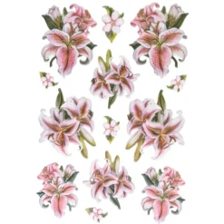 3-D Relief-Sticker, Elegante Lilien 3, 21cm x 30cm, verschiedene Größen, selbstklebend