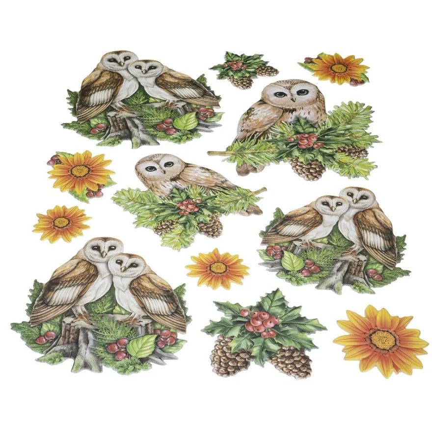 3-D Relief-Sticker, Eulen 5, versch. Größen, selbstklebend