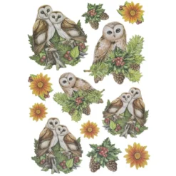 3-D Relief-Sticker, Eulen 5, versch. Größen, selbstklebend