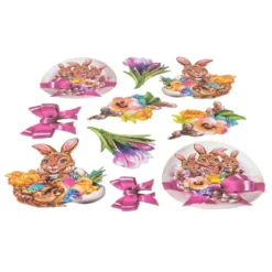 3-D Relief-Sticker, Fröhliche Osterhasen 5, verschiedene Größen, selbstklebend
