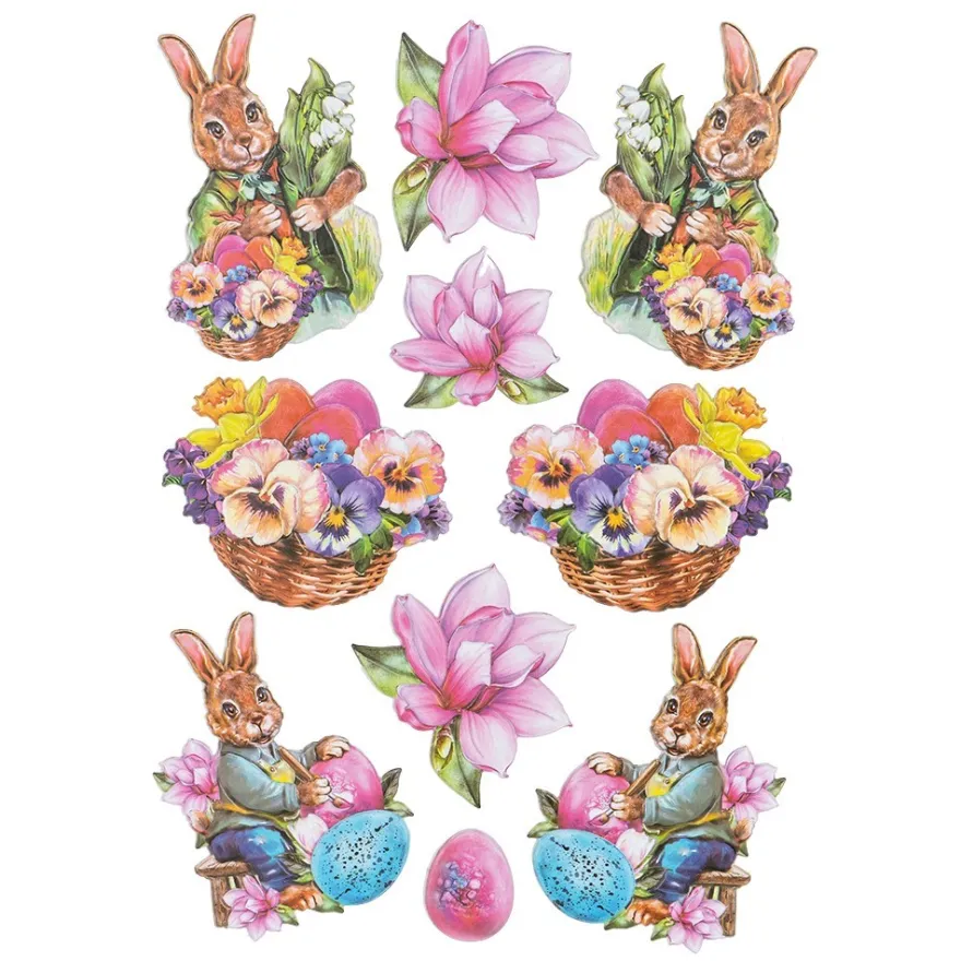 3-D Relief-Sticker, Fröhliche Osterhasen 2, verschiedene Größen, selbstklebend