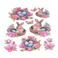3-D Relief-Sticker, Hase im Körbchen, verschiedene Größen, selbstklebend