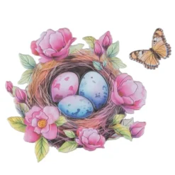3-D Relief-Sticker, Hase im Körbchen, verschiedene Größen, selbstklebend