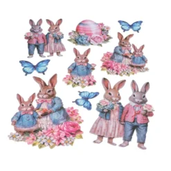 3-D Relief-Sticker, Hasenfamilie 6, verschiedene Größen, selbstklebend