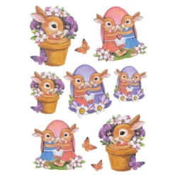 3-D Relief-Sticker, Hasenfamilie 3, verschiedene Größen, selbstklebend