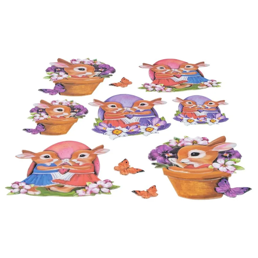3-D Relief-Sticker, Hasenfamilie 3, verschiedene Größen, selbstklebend
