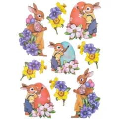 3-D Relief-Sticker, Hasenfamilie 2, verschiedene Größen, selbstklebend