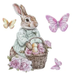 3-D Relief-Sticker, Hasen mit Frühlingsblumen 5, versch. Größen, selbstklebend
