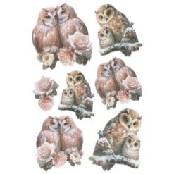 3-D Relief-Sticker, Kuschel-Eulen 4, verschiedene Größen, selbstklebend