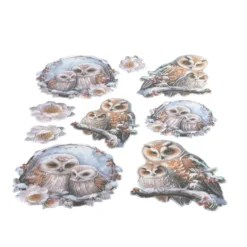 3-D Relief-Sticker, Kuschel-Eulen 1, verschiedene Größen, selbstklebend