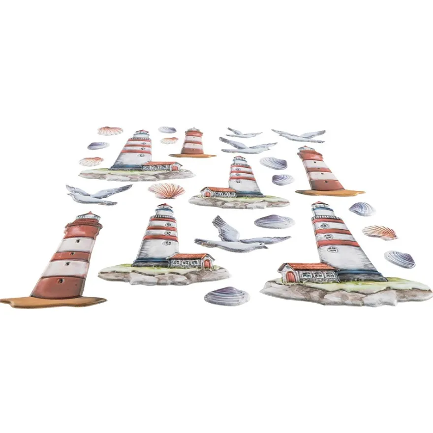 3-D Relief-Sticker, Maritim, Leuchtturm, verschiedene Größen, selbstklebend