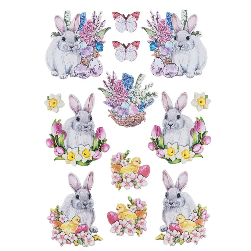 3-D Relief-Sticker, Niedliche Hasen 3, 21cm x 30cm, verschiedene Größen, selbstklebend