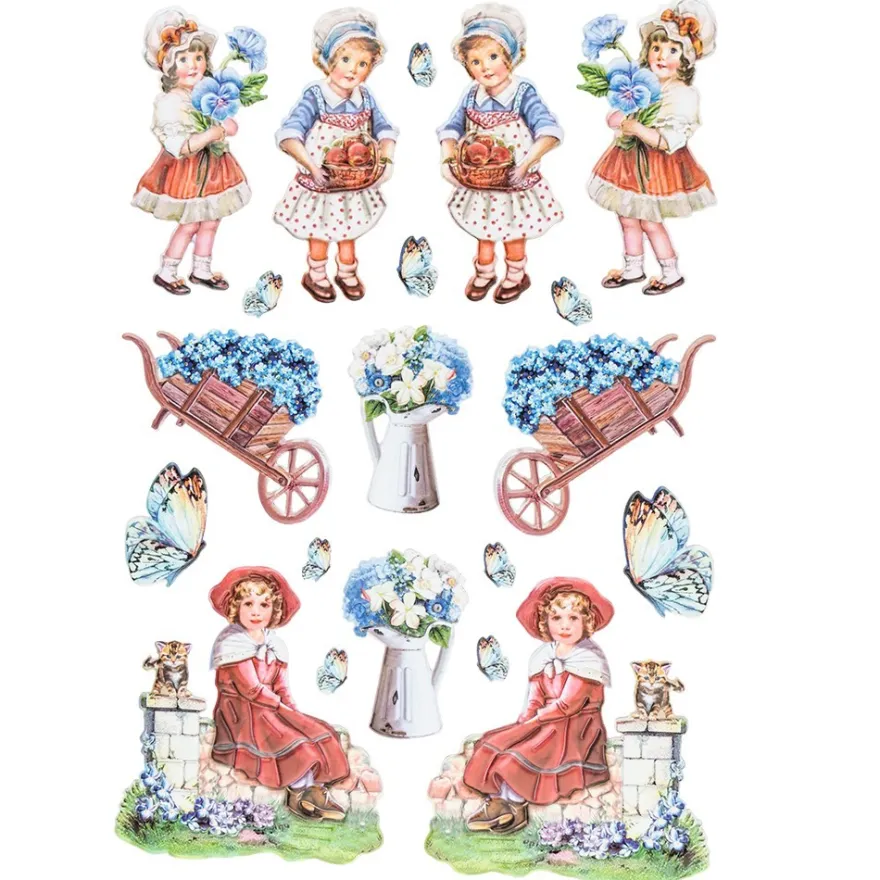 3-D Relief-Sticker, Nostalgie-Kindermotive 1, verschiedene Größen, selbstklebend