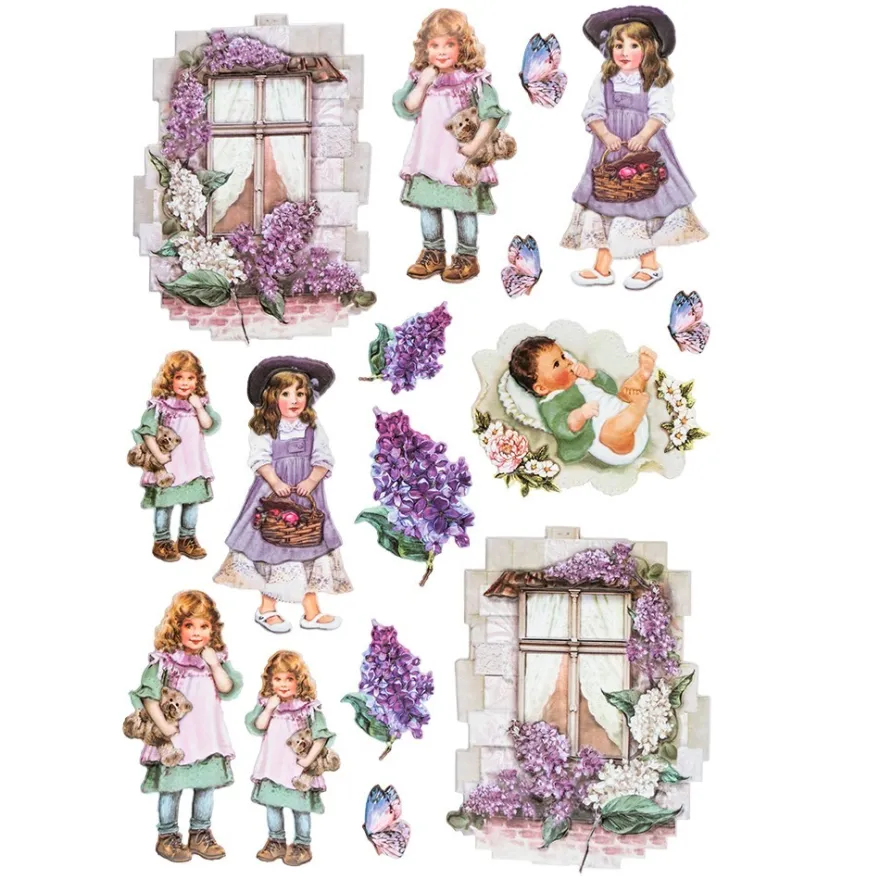 3-D Relief-Sticker, Nostalgie-Kindermotive 4, verschiedene Größen, selbstklebend