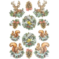 3-D Relief-Sticker, Nostalgie-Weihnachten 5, versch. Größen, selbstklebend