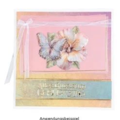 3-D Relief-Sticker, Porzellan-Optik, Schmetterlinge & Blumen, versch. Größen, 5 Bogen