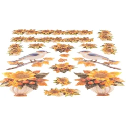 3-D Relief-Sticker, Porzellan-Optik, Herbst, versch. Größen, 5 Bogen