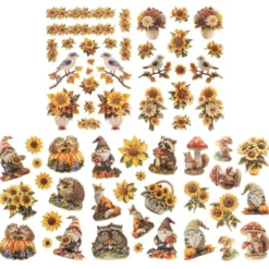 3-D Relief-Sticker, Porzellan-Optik, Herbst, versch. Größen, 5 Bogen
