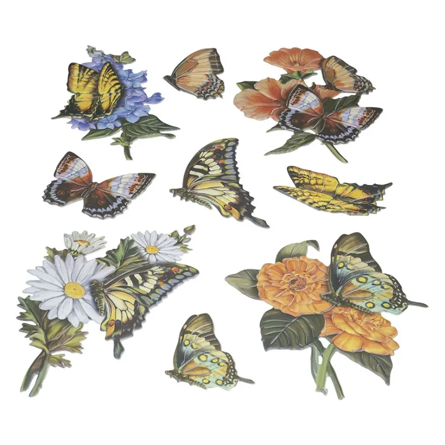 3-D Relief-Sticker, Schmetterlinge & Blumen 1, versch. Größen, selbstklebend