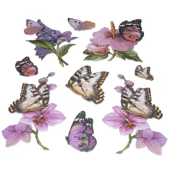 3-D Relief-Sticker, Schmetterlinge & Blumen 3, versch. Größen, selbstklebend