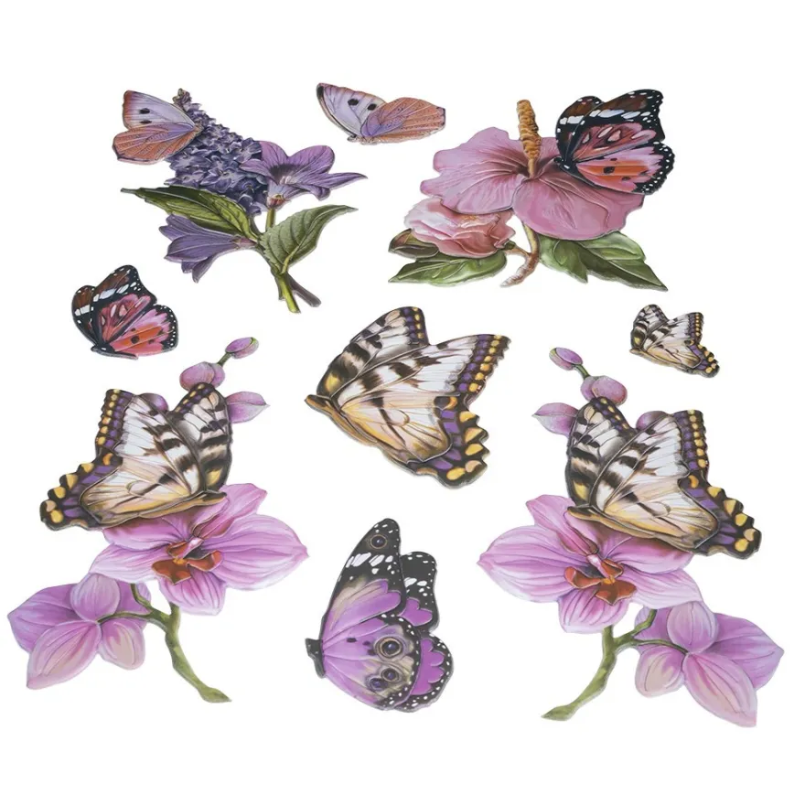 3-D Relief-Sticker, Schmetterlinge & Blumen 3, versch. Größen, selbstklebend